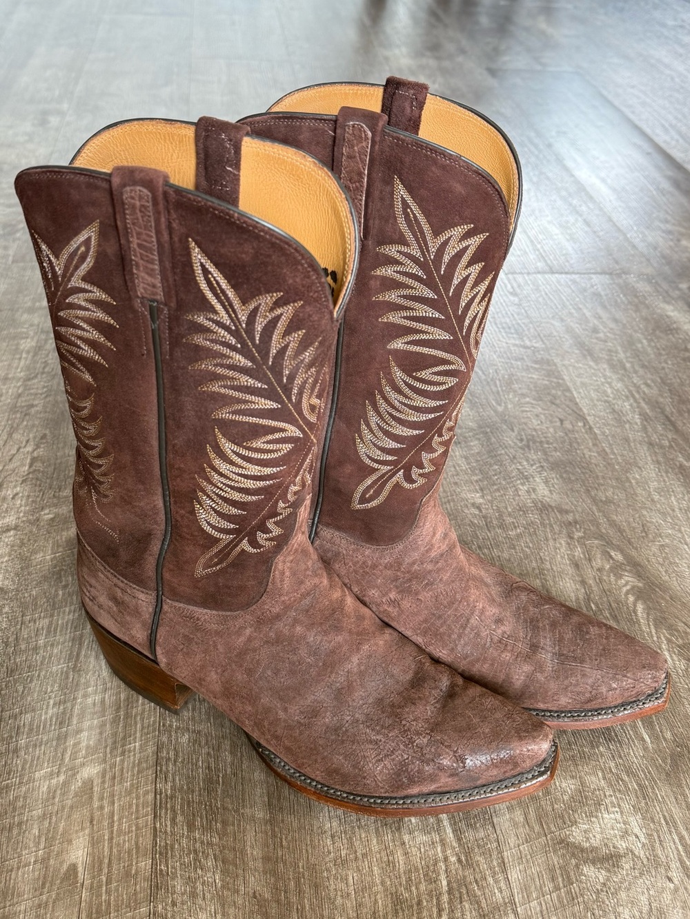 Rare Lucchese Classics X Kemo Sabe Cowboy Boots Men 9.5 EE Brown Suede Western